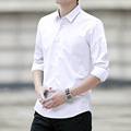 春季新品男式经典白色衬衫长袖大码商务休闲衬衣上班韩版修身上衣