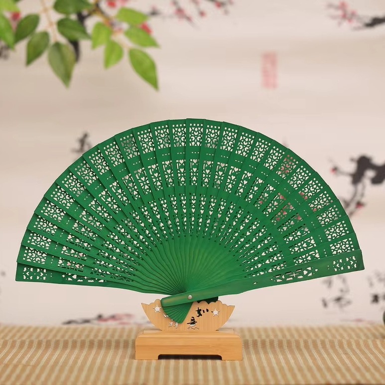 Fan de mordida ventilador plegable ventilador de madera hueco de estilo chino adornamiento de boda ventilador DIY ventilador de regalo