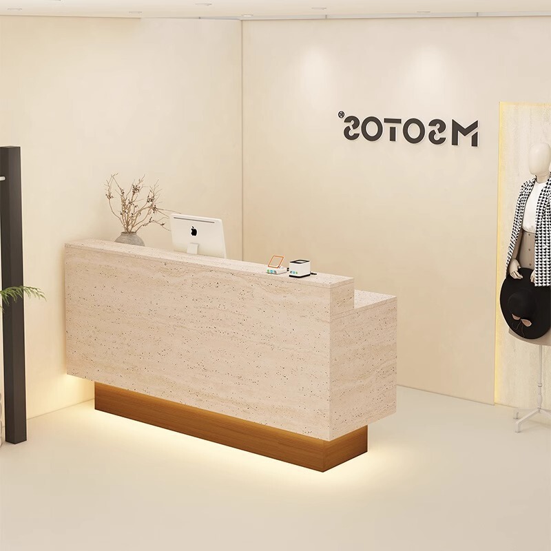 Sjn Travertine Pattern Cashier Clothing Store Women's Clothing Store Small Bar Table with Light Hairdressing Front Desk Simple and Modern