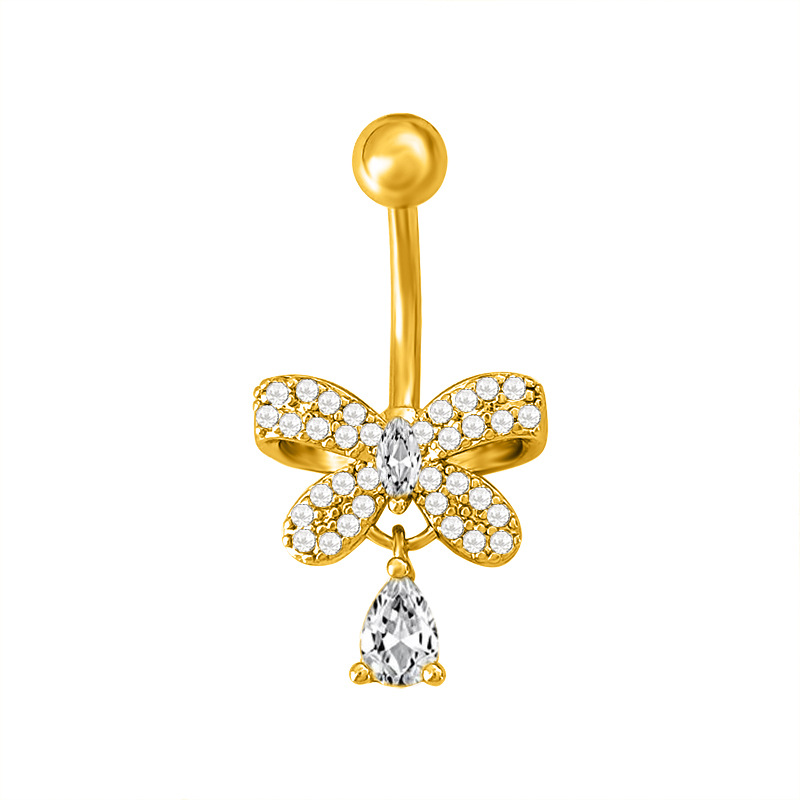 Zircon Inlay Navel Ring Piercing For Women Elegant Belly Jewellery_voghion.com