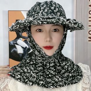New Tea Picking Hat Auricularia Lace Sunscreen Hat for Working in the Face and Neck Protection for Men and Women Cycling Windproof Sunshade Hat