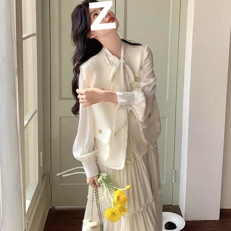 法式气质连衣裙女春秋2025新款大方得体高级感小香风马甲裙子套装|undefined
