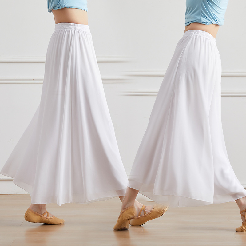 White classical dance practice pants high waist chiffon wide leg pants dance clothes women's performance clothes elegant modern dance pants