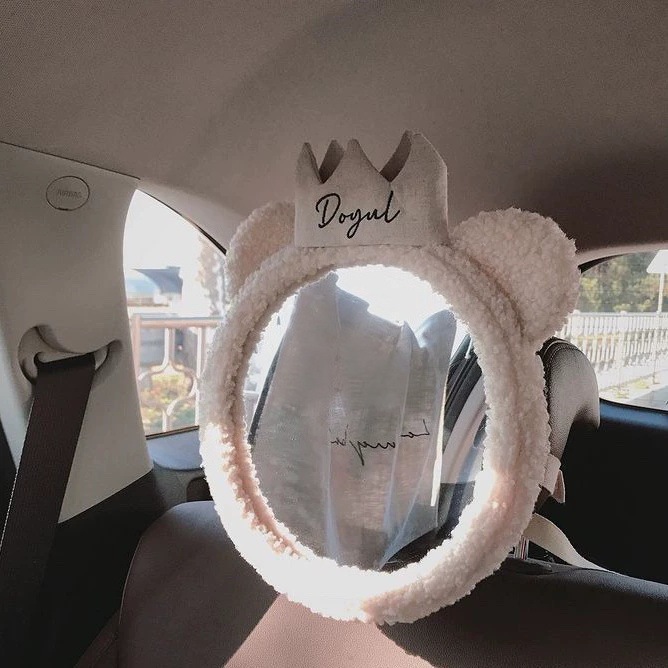 ins car safety seat rearview mirror bear crown baby carrier reflector children's cognitive mirror