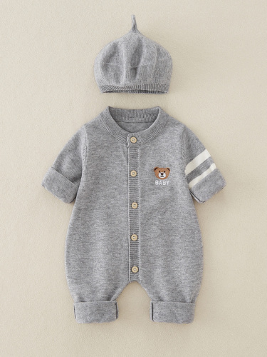 Fall New Arrival A-Type Baby Knitted All-in-One Suit for Toddlers and Kids, Boys' Autumn Outfits and Crawling Wear
