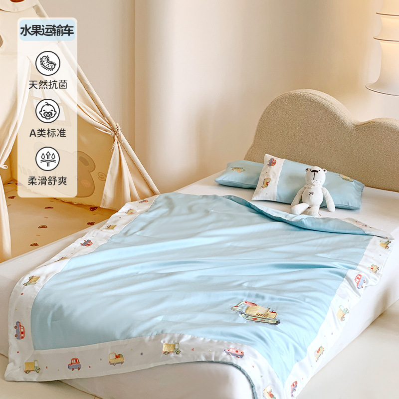 Fruit transport truck a (60s lenzing tencel) / 120x150cm children/kindergarten summer quilt