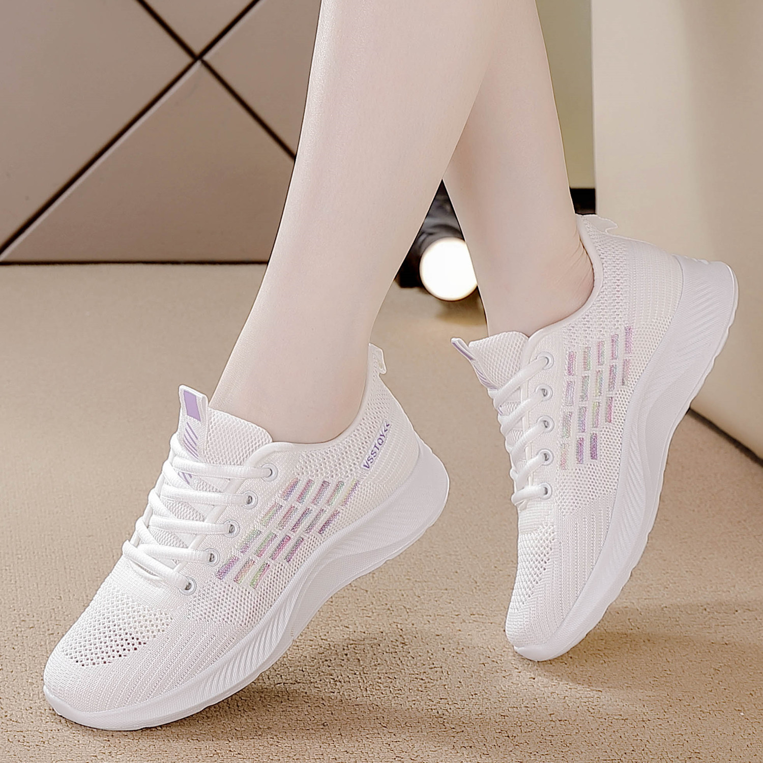 2026 Spring/Summer New Women's Shoes Hot Trend Ins Style Flat Low-Top Soft Sole Lightweight Breathable Running Casual Women's Shoes