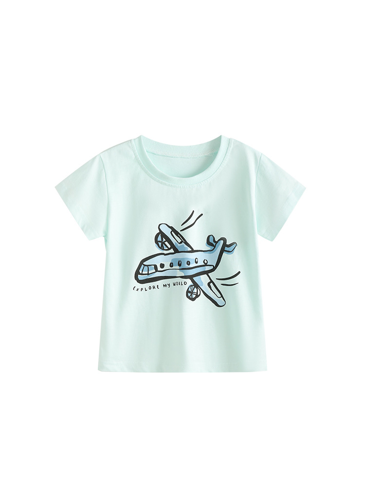Malwee transfronterizo de verano europeo y americano para niños de manga corta de manga corta de cuello redondo delgado versátil camiseta superior infantil