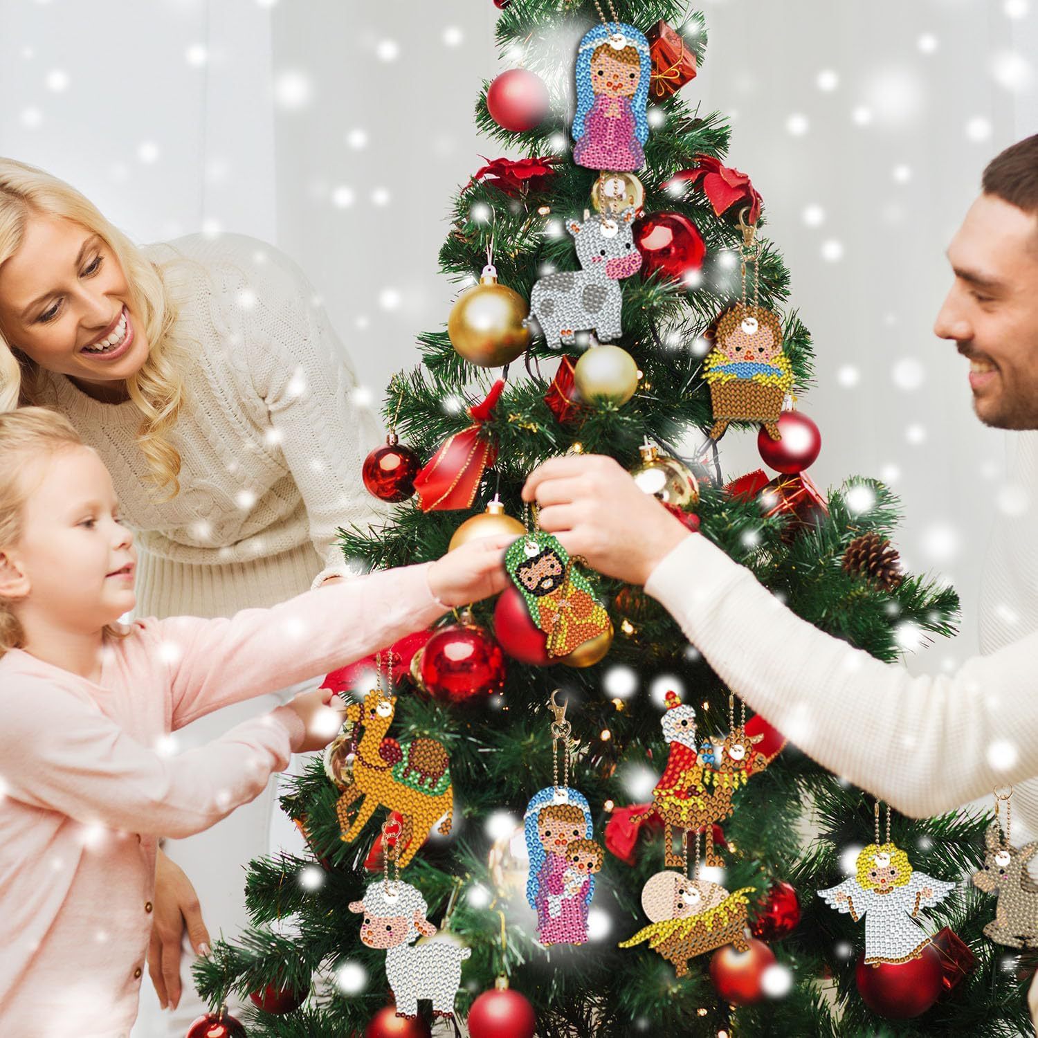 Pintura de Diamantes Navideña 2025, Pintura de Diamantes de Halloween, Llavero DIY Hecho a Mano, Fabricante de Origen Transfronterizo