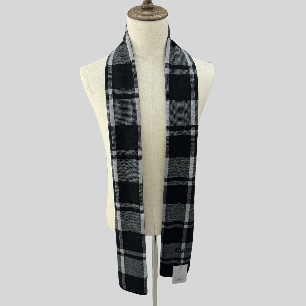 Herbst und Winter Neuer karierter Herrenschal Vielseitiger warmer Strickschal aus Mischgewebe für das Geschäft Einfacher_voghion.com