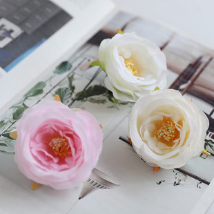 Simulation rose head DIY handmade forest, happy tea rose wedding decorative flower wall fake flowers small tea