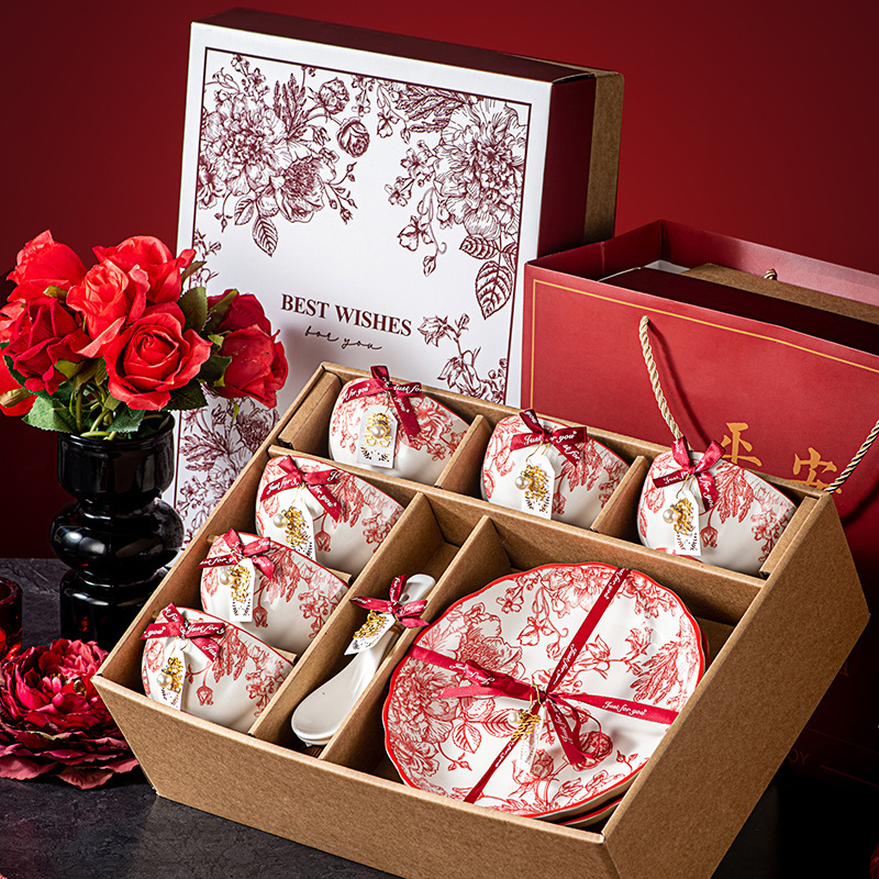Ceramic Bowl Set in Ins Style with Hand-Painted English Underglaze Design, Suitable as a Housewarming Gift or Business Event Gift, Wholesale Ceramic Bowl Set in Ins Style with Hand-Painted English Underglaze Design, Suitable as a Housewarming Gift or Business Event Gift, Wholesale
