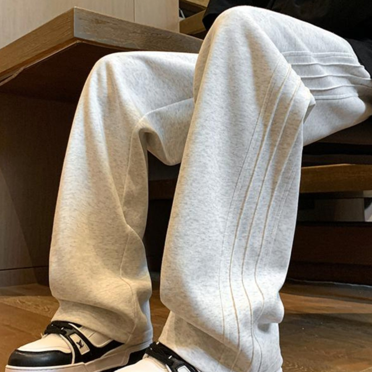 Tendencia de moda 2024 pantalones casuales pesados primavera y otoño para hombres pantalones largos deportivos de pierna ancha rectos retro estadounidenses