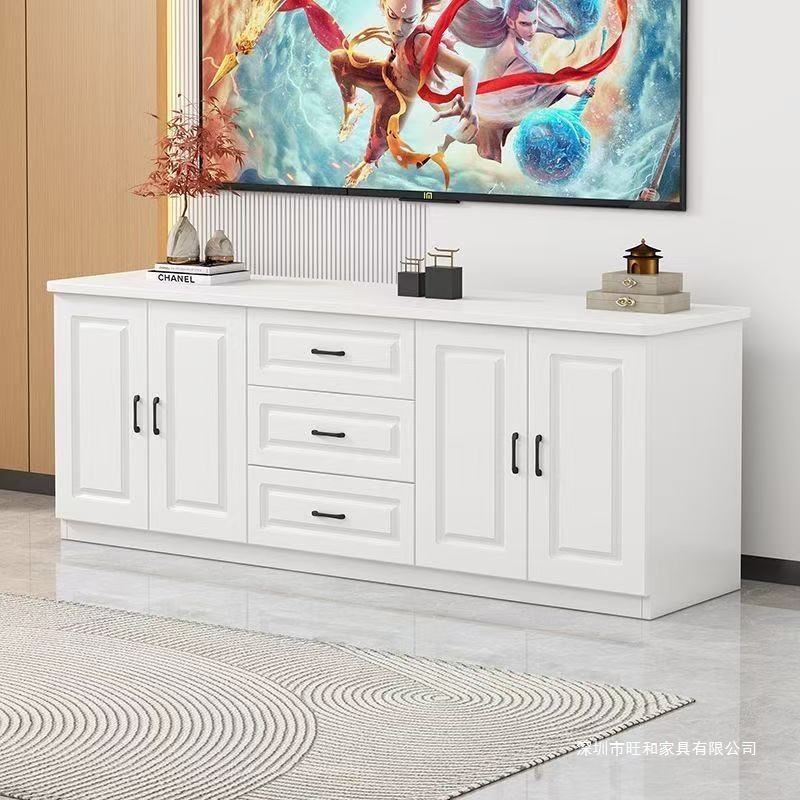 Modern Simple Solid Wood Tv Cabinet Small Apartment Multi-Functional Living Room New Home Bedroom European Style Storage High Cabinet
