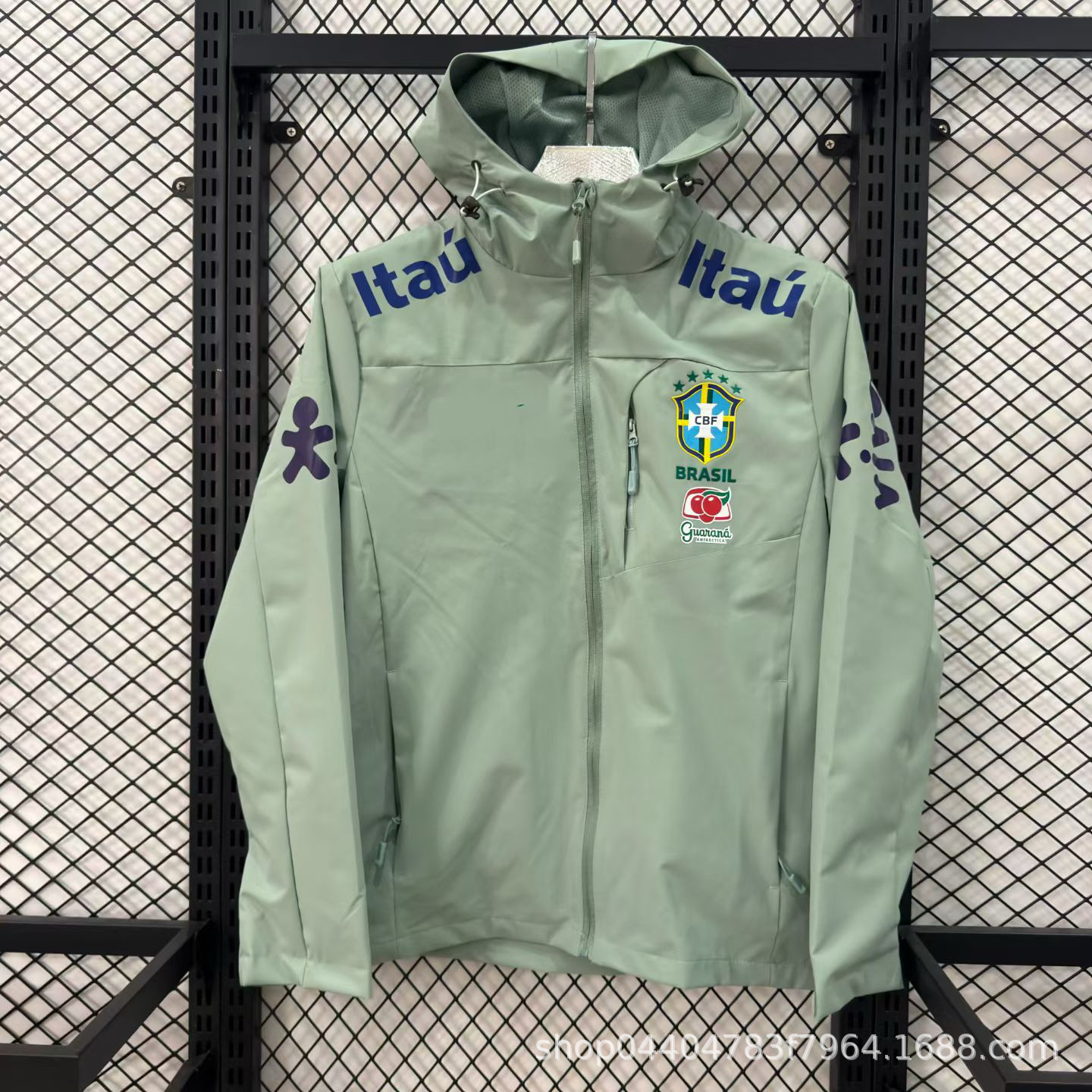 Other Brazil National Football Team Neymar Training Windbreaker Jacket Hooded Mint Green