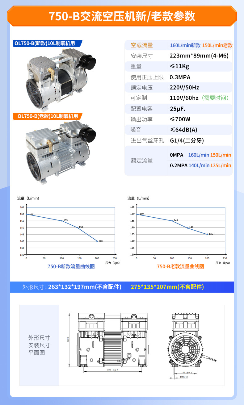 Dan Hao Electromechanical Silent High-Power Air Compressor Small Portable Booster Air Pump Head Piston Type Maintenance-Free