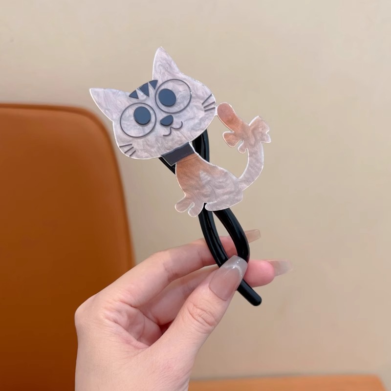 Clip de pelo de gato de dibujos animados para niños 2024 nuevo clip de torsión de niñas detrás de la cabeza un clip de pescado con una palabra