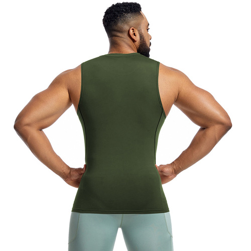 Cross-border sports vest for men, high elasticity breathable white tight-fitting garment, sweat-proof basketball running fitness quick-drying vest