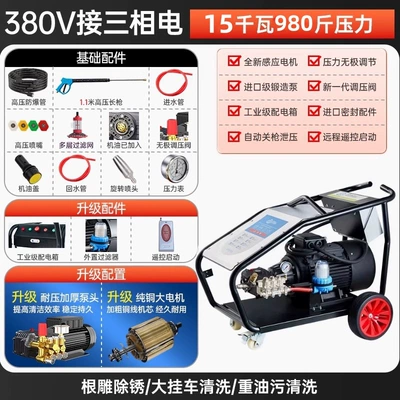 High-Power Rust Removal Water Gun: Car washing machine - standard-upgraded-remote-control-start-15kw380vpressure-490kg-imported-mx-pump