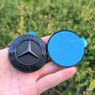 Car logo, Mercedes-Benz E-Class E300L emblem - standard-small-label-on-the-cover-adhesive-version-black-label