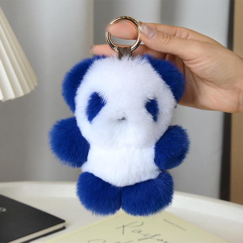 ウサギの毛をまねるパンダのペンダントがかわいいぬいぐるみのキーホルダーのかばんに飾られたアクセサリーの卸売りプレゼント|undefined