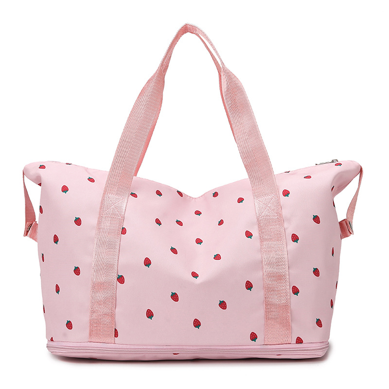 Nueva fresa pequeña, fresca, gran capacidad, expansión telescópica, bolsa de viaje, deporte de natación, bolsa de fitness, bolsa de almacenamiento para estudiantes