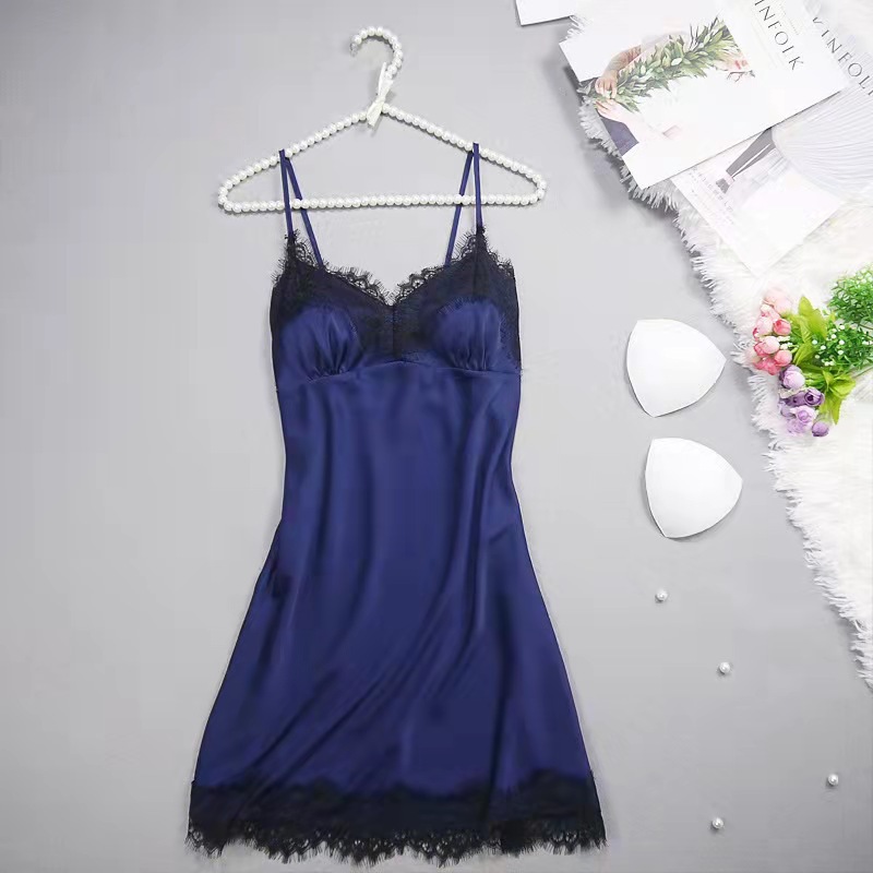 8825 네이비 블루 싱글 서스펜더 블랙 레이스