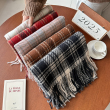 新款秋冬女经典百搭格子围巾学生情侣仿羊绒好手感韩版围脖外贸