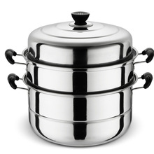 ✅大蒸锅不锈钢三层加厚蒸笼家用商用蒸格汤锅双层煤气炉电磁炉锅