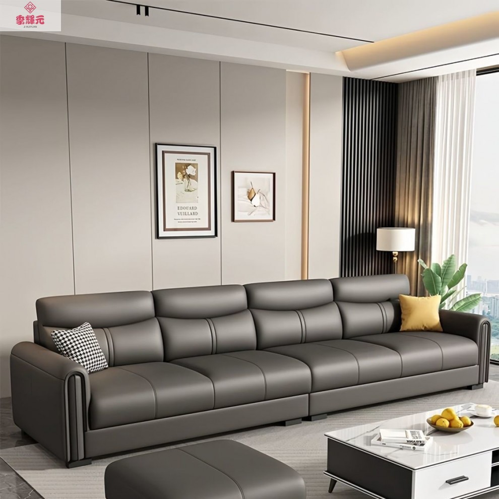 Nordic Cat-Scratch-Resistant Leather Sofa 2026 New Model Small Apartment Straight-Row Chaise Longue Straight-Row Three-Four-Seater Genuine Leather Sofa Set