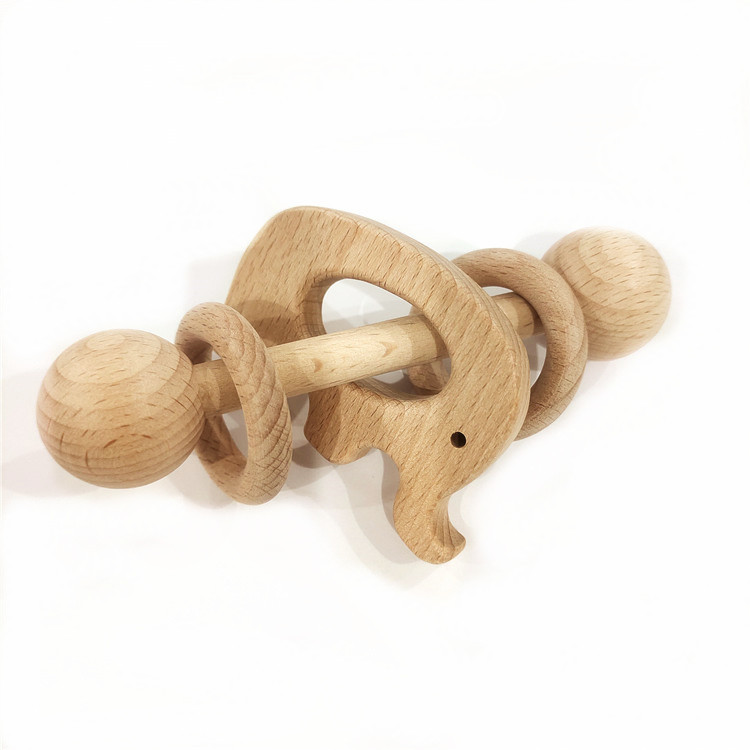木製幼児おもちゃガラガラおしゃぶり赤ちゃん 100 日写真小道具アクセサリーおもちゃ木製リング