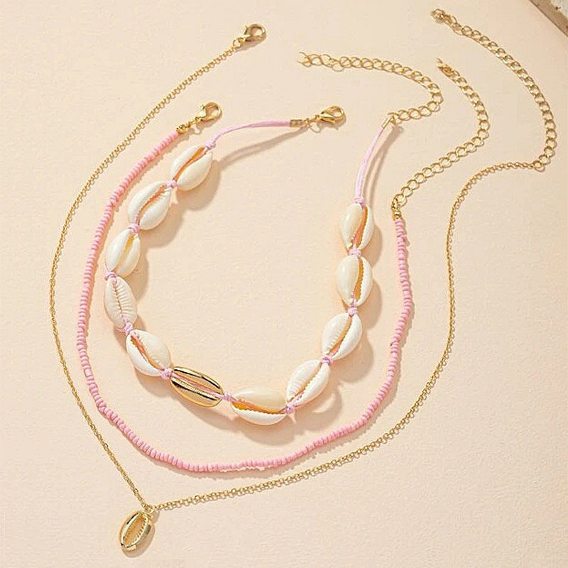 Shell Pattern Women'S Gender Bohemian Shell Beaded Alloy Shell Women's Necklace