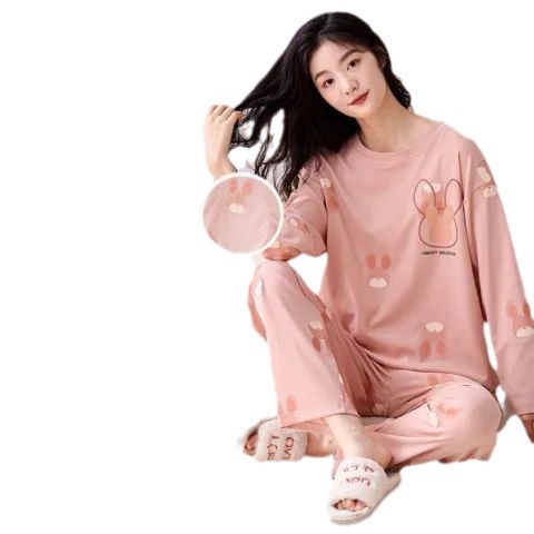 크루 넥 풀오버 파자마 여성의 봄과 가을 가슴 패드웨어-무료 속옷 긴팔 홈 옷 안티 범프 복장