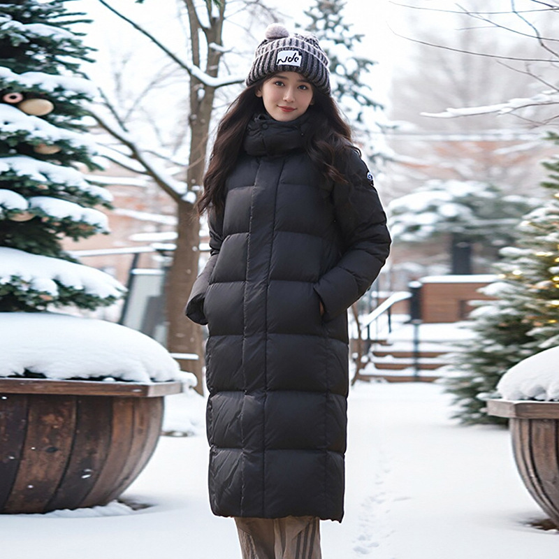 95 White Duck down 2025 Winter New Korean Style Slim Fit Thickeneded Over-The-Knee Extended down Jacket Women's Slim Warm Jacket