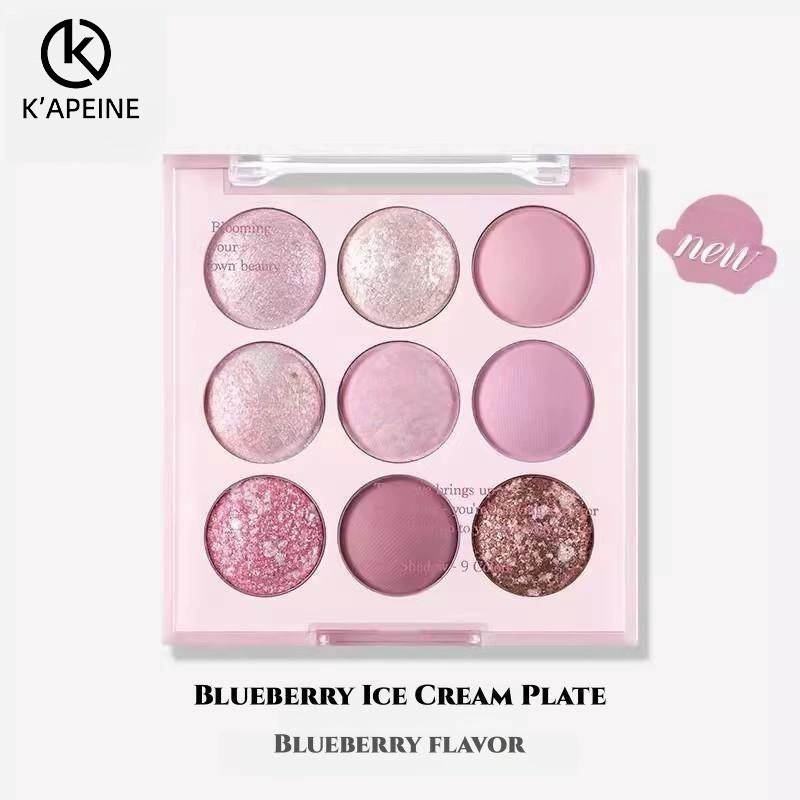 Палетка теней Nine-Color Eyeshadow Palette (K'APEINE) — матовые и жемчужные оттенки, дорожная упаковка 7.6 см