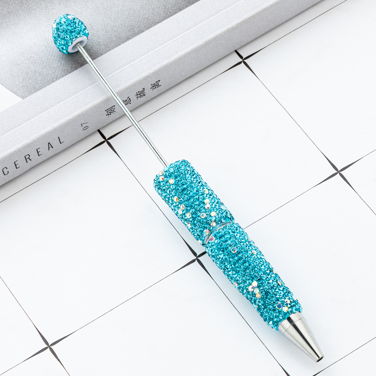 Diy bolígrafo con cuentas de diamante completo diamante pegado a mano bolígrafo con cuentas de diamante de color AB bolígrafo con cuentas de plástico multicolor al por mayor