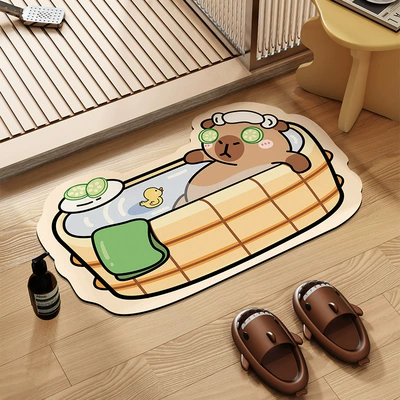 Avtomobil döşəmə paspasları | Bathroom Mat Capibala Diatom - dy-capybara-cucumber-bath-4060cm-diatom-mud