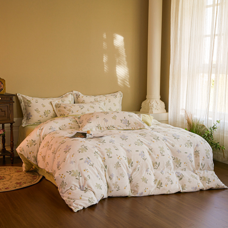 A clase 230g tallado felpa leche felpa cuatro piezas cubre edredón bebé invierno y otoño calentamiento cama cuatro piezas