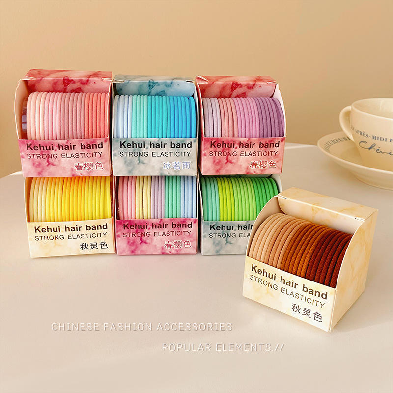 Cuerda de pelo banda de goma Nueva banda de pelo de color de gradiente de color cuerda de Pelo elástico de alta color simple no duele el pelo tocado pelo