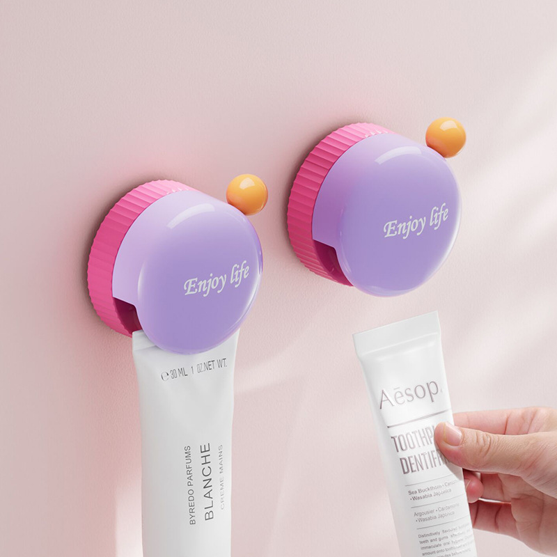 Powerful Suction Cup Toothpaste Storage Rack Hook, No-Drill Wall-Mounted Cosmetic Facial Cleanser Toothpaste Clip, Toothpaste Squeezing Tool