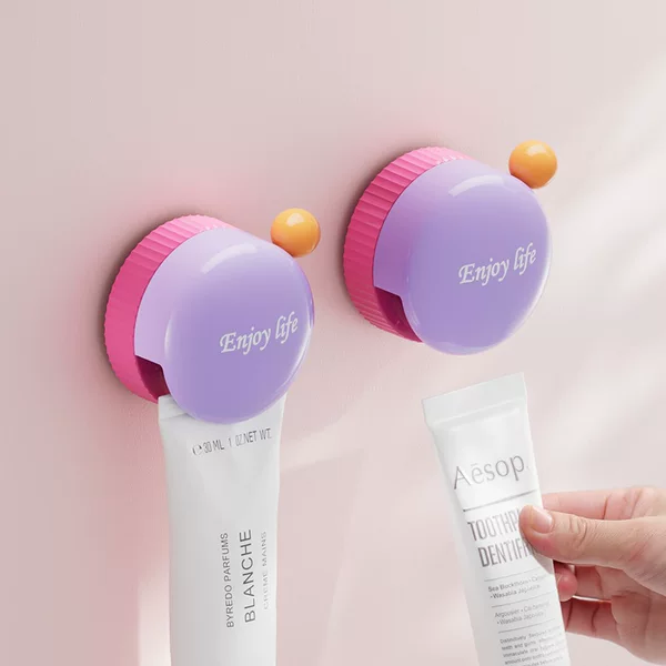 Powerful Suction Cup Toothpaste Storage Rack Hook, No-Drill Wall-Mounted Cosmetic Facial Cleanser Toothpaste Clip, Toothpaste Squeezing Tool