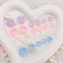 镀AB彩亚克力通孔玫瑰花制作diy手机壳链串珠头绳巴洛克材料包