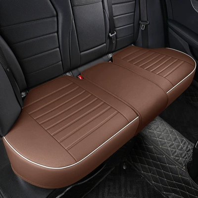 Seat cushion, seat cover, perforated full leather all-inclusive non-backrest - mocha-brown-rear-three-person-long-mat-universal