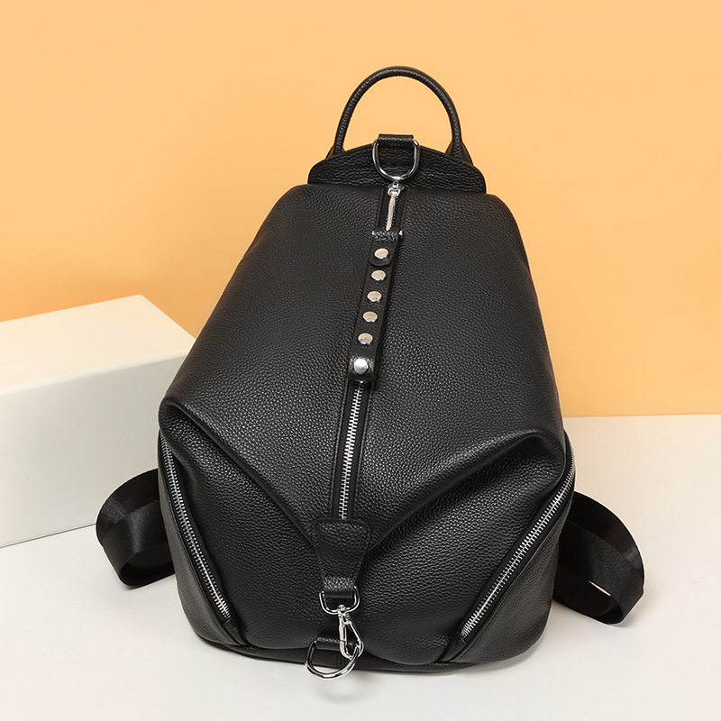 Ba lô nữ da thật chống trộm da bò lớp đầu dung tích lớn 27×15×31 cm — Màu nâu, Màu đen
