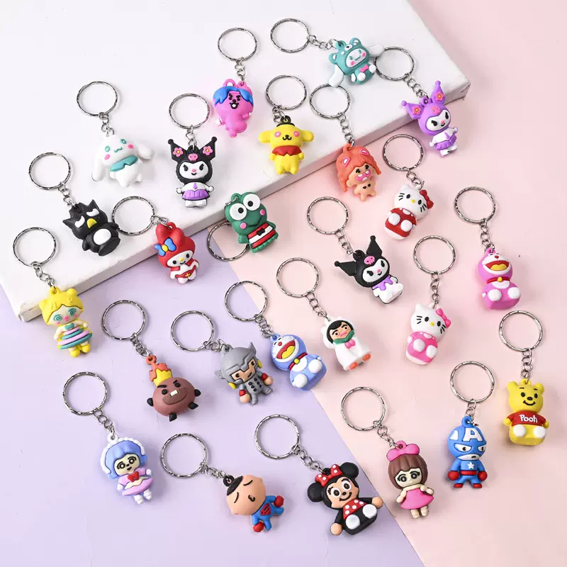 跨境卡通立体钥匙扣 PVC软胶钥匙扣 创意卡通硅胶可爱公仔礼品