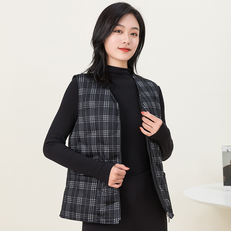 여성 겨울 새 다운 조끼 여성 짧은 양복 조끼 재킷 Ai 벨벳 라이너 분리형 캐주얼 화이트 오리 다운