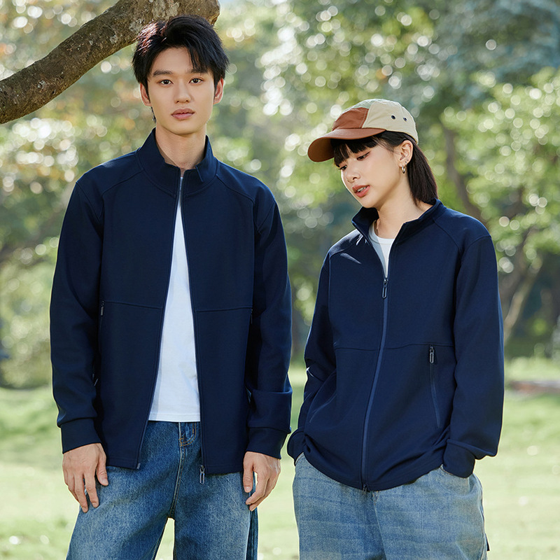 Stand Collar Zipper Sweatshirt Casual Jacket Trendyy New Autumn and Winter Business Jacket for Men and Women Spliced ​​Long Sleeves with Printed Logo