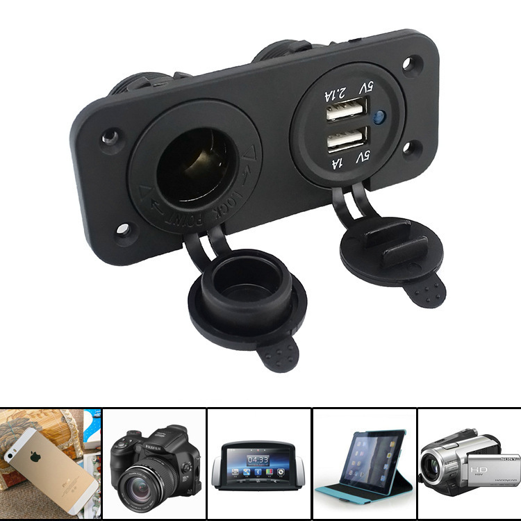 新品車用ダブル穴シガレットソケット車載usb携帯電話シガレット付12-24vタイプ|undefined