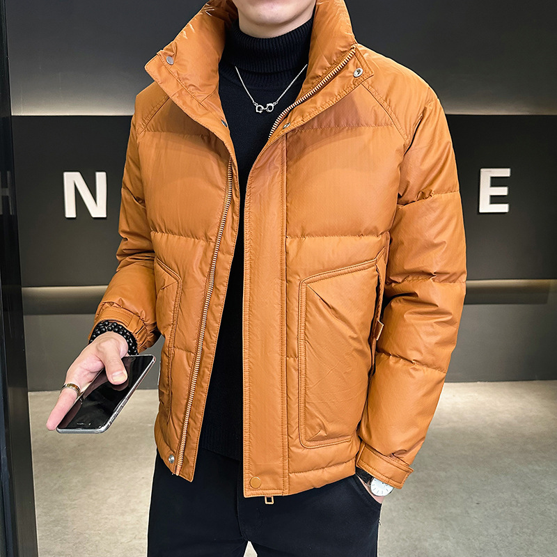 6821 orange 2024 winter new men's collar three-proof down jacket men