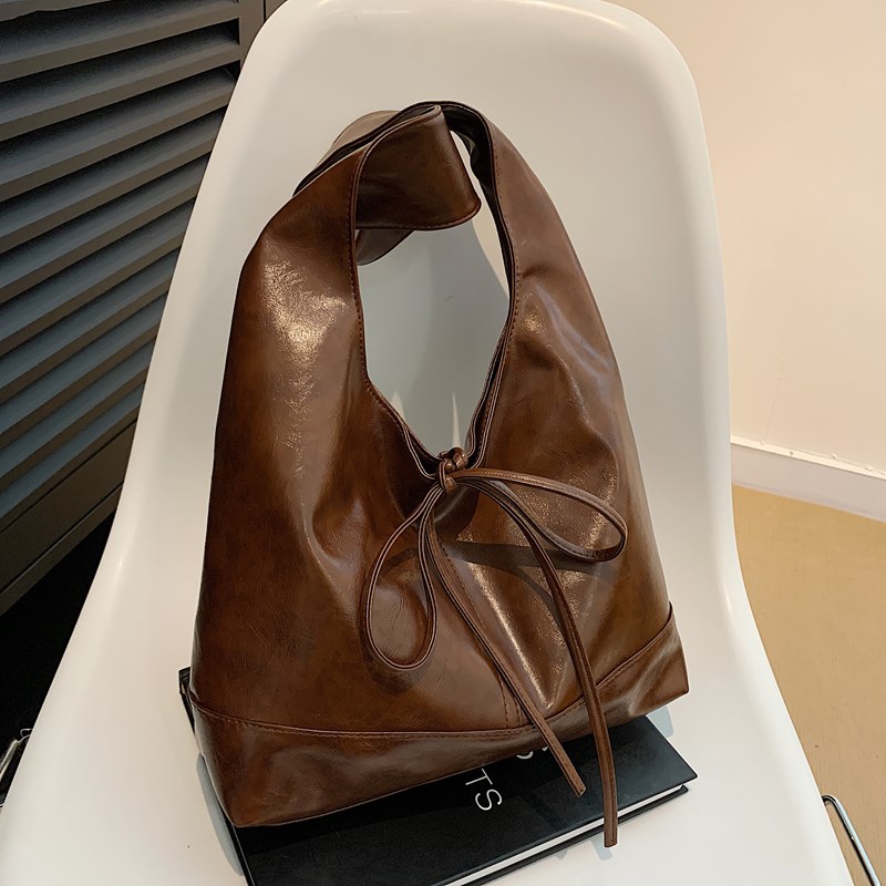 2024 otoño nuevo color sólido popular bolsas de brazo retro empalme bolsas de hombro cordón bolsas de mano bolsas de compras